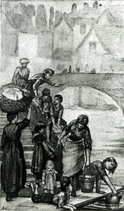 ドロシーテナントによる「ロンドンストリートアラブ」からの川からの水汲み、1890
